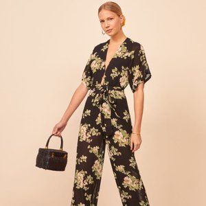 Reformation Lemongrass Jumpsuit - Size 8, NWT, Black floral